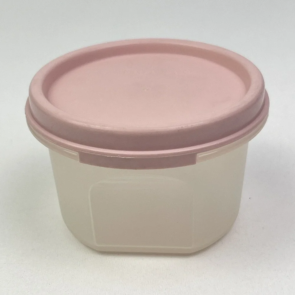Tupperware Snack Cups 4 oz. Container 1807 Pink Lid Vintage Sure Seal